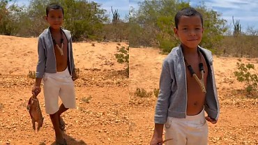 Menino carrega tatu para alimentar a irmã e atitude de motorista chama atenção; veja vídeo
