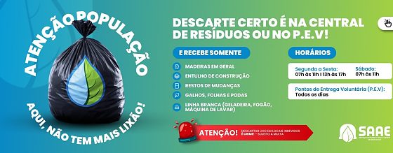 SAAE reforça orientações para descarte adequado de resíduos no município em Nova Mutum/MT