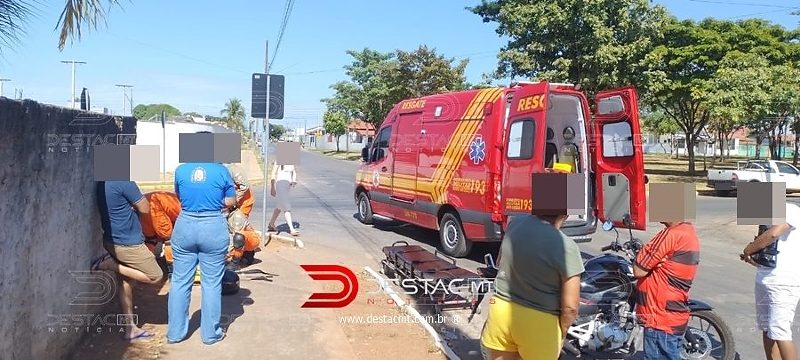 Motociclista fica ferido após acidente em cruzamento próximo à Escola Virgílio Corrêa Filho em Nova Mutum/MT