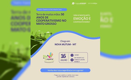 Espetáculo teatral “Na Linha do COOP” será destaque do Dia C de Cooperar em Nova Mutum/MT