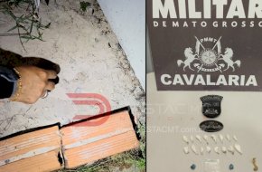 Cavalaria flagra trio e apreende drogas enterradas na areia em Nova Mutum/MT