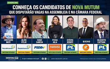 ATUALIZADO: Confira quem são os candidatos de Nova Mutum/MT a deputado estadual e federal nas eleições de 2026