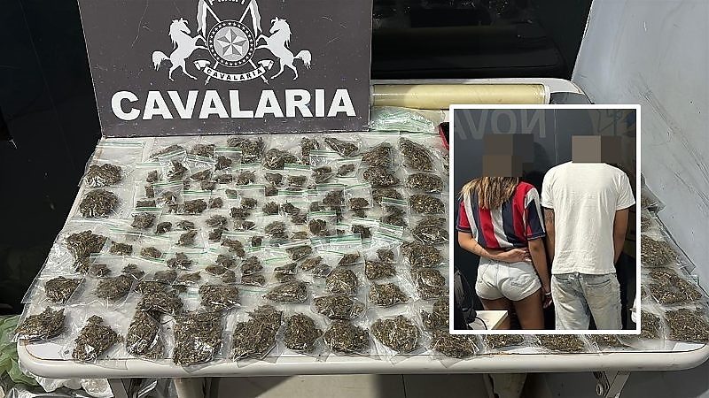 Casal é preso pela Cavalaria da PM com drogas escondidas em kitnet em Nova Mutum/MT