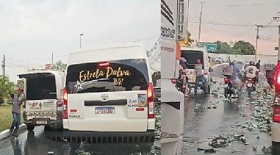 Caminhão com cerveja tomba e carga é saqueada por moradores em Cuiabá;veja vídeo